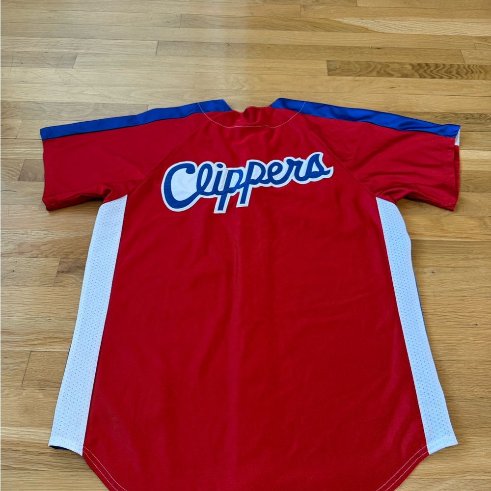 Vintage LA Clippers NBA Majestic Baseball Jersey Size L Red/White/Blue - Picture 10 of 12